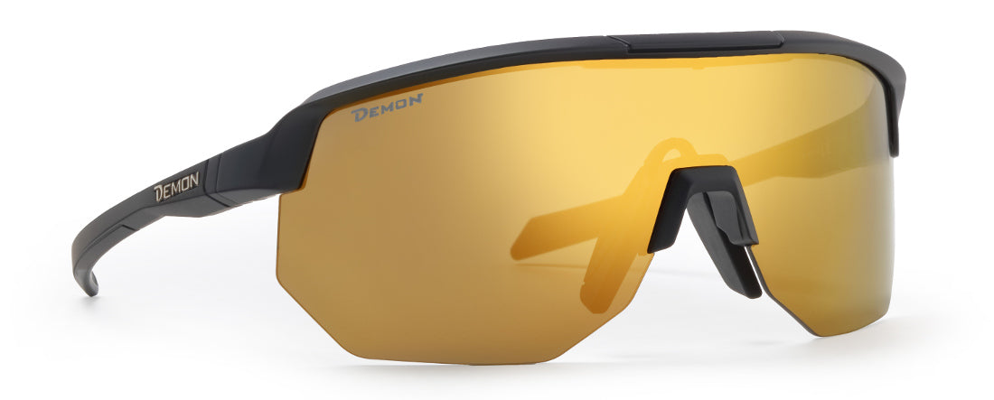 FIANDRE verspiegelte Bergsteiger-Sonnenbrille mit einfarbigen, goldverspiegelten Gläsern